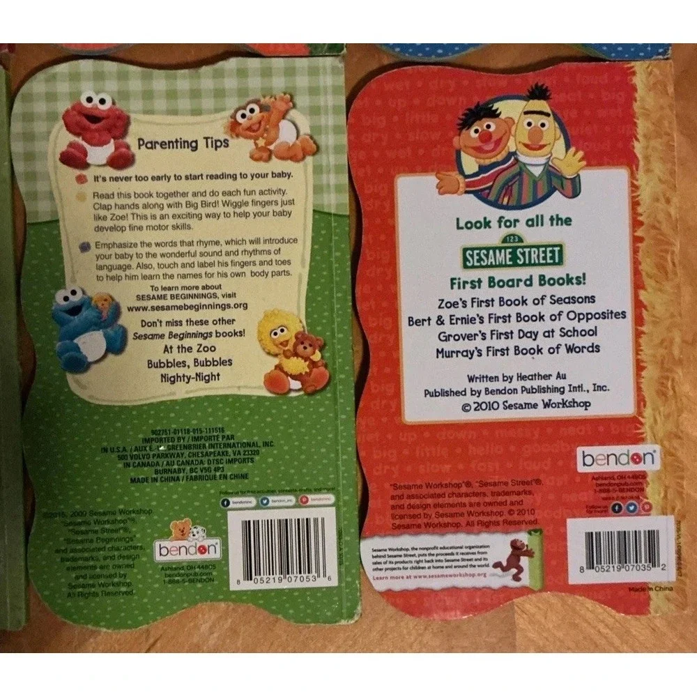 Bendon SESAME STREET Shaped Board Books Lot of 8 Beginnings & First Books 2000's